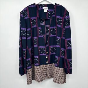 Vintage Stephanie Thomas Blazer Jacket Top‎ Plus Size 24 Shoulder Pads Lined USA